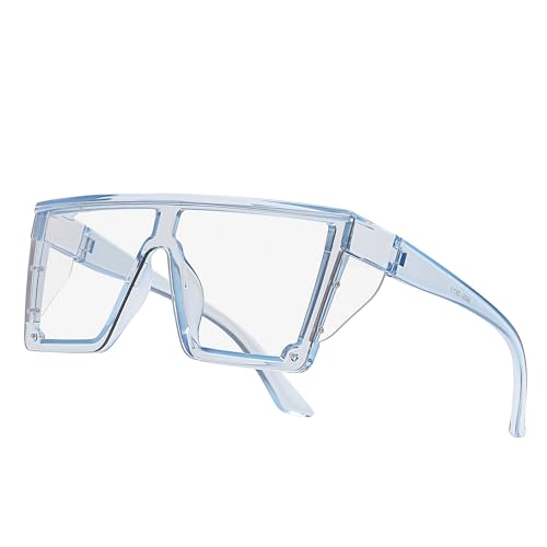 Z87 Safety Glasses – Photochromic Blue Light Blocking UV400 Sunglasses, Impact Resistant Work & Outdoor Eyewear - color: Clear Blue