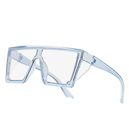 Z87 Safety Glasses – Photochromic Blue Light Blocking UV400 Sunglasses, Impact Resistant Work & Outdoor Eyewear - color: Clear Blue