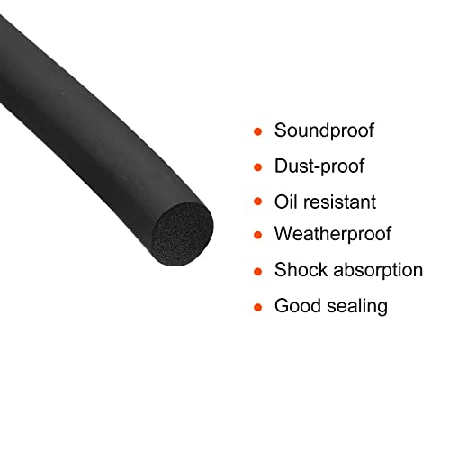 uxcell Foam Rubber Weather Seal Strip, 7mm(9/32") Diameter 6 Meters (19.69Ft) Long Round EPDM Rubber for DIY Gasket, Warehouse, Pads, Foam Tubing, Crafts - size: 7mmx6m