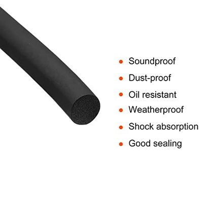 uxcell Foam Rubber Weather Seal Strip, 7mm(9/32") Diameter 6 Meters (19.69Ft) Long Round EPDM Rubber for DIY Gasket, Warehouse, Pads, Foam Tubing, Crafts - size: 7mmx6m