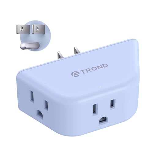 TROND Outlet Extender, 3 Way Angled Wall Plug Splitter, 3-Prong Grounded Outlet Adapter, Cruise Essentials, Compact and Practical Plug Expander for Home Decoration Travel Essentials, Blue - color: Blue, size: 3AC-3 Prong Plug, 1 Pack