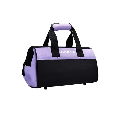 ACOSEA Purple Tool Bag,13 Inch Wide Mouth Open Tool Organizer with 12 Storage Pockets