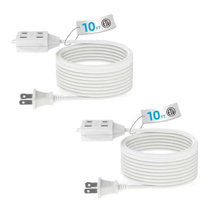 TiFFCOFiO Indoor Extension Cord, 2 Prong 10 Feet Extension Cord, 3 Polarized Outlets with Safety Slide Windows,13A/1625W, 16 AWG, 2 Packs (10FT 2 Pack) - size: 10FT 2 Pack