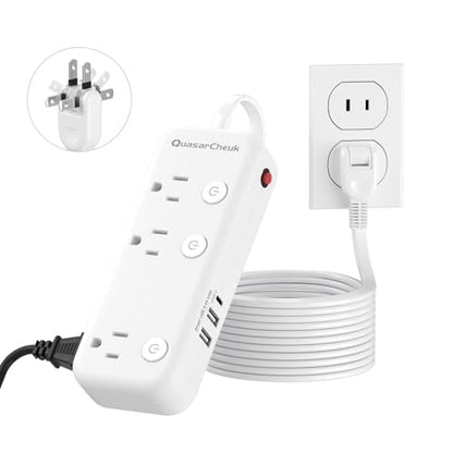 2 Prong Power Strip - 2 Prong to 3 Prong Outlet Adapter, 2 Prong Extension Cord with USB C, Surge Protector 1875W with 6 Outlets 3 USB, Three Prong Adapter 5ft, Wall Mount, Non Grounded, Old House - size: 5 FT-Two Prong