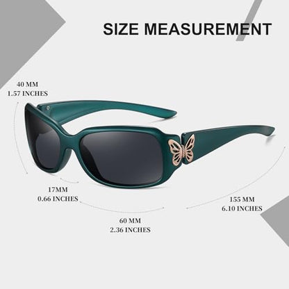 HAOLOTA Women's Polarized Sunglasses - Fashionable Wraparound Butterfly Design with UV400 Protection - color: A07 Teal Frame/Grey Lens