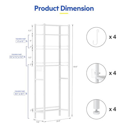 samstar 4 Tier Over The Toilet Storage Rack, Bathroom Organizer Shelves Cabinet Above Toilet, with Adjustable Height Freestanding Shelf Space Saver, White - color: 4 Tier White