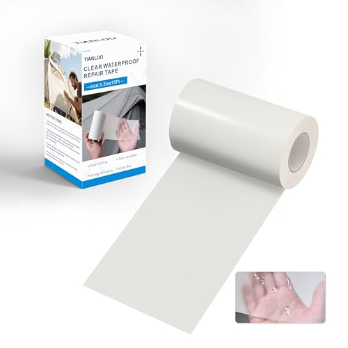 TIANLDD Clear Waterproof Vinyl Repair Tape for Boat Covers,Tents,Tarp,RV Awning，Fabric Repair Tape-3.3IN x 15FT - color: Transparent, size: Vinyl-3.3 in x 15 ft