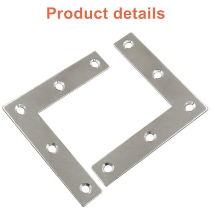 Bivethoi 10 Pack Repair Mending Bracket Plate, Stainless Steel Flat L Brackets, Flat Angle Corner Brace Bracket, Heavy Duty L Corner Brace Joining Plate with Screws(80 mm x 80 mm) - size: 80*80mm/3.15*3.15''(10 pcs)