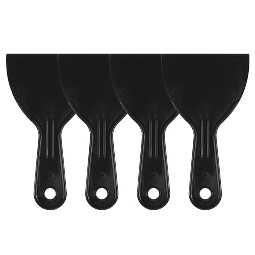 4 Pcs Putty Scraper 4" ABS Plastic Spatula Drywall Patch Repair Spreader Wall Covering Smoother Black - size: 4"