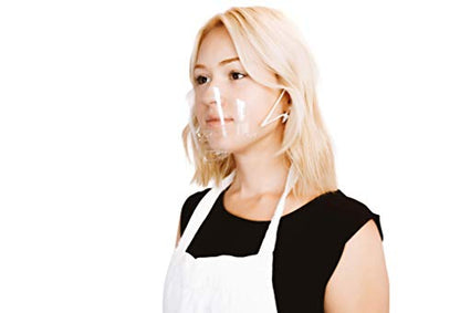 Ultralight Mask (30 Masks) Transparent Hygienic Open Face Shield for Foodservice, Hospitality, and Retail – Anti-Fog, Reusable, Clear Face Mask with Chin Rests - size: 30 Count (Pack of 1)