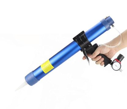 600ml Sausage Pneumatic Caulking Gun Silicone Sealant Gun Air Rubber Gun Caulk Applicator Tool with 10 Transparent Glue Nozzles