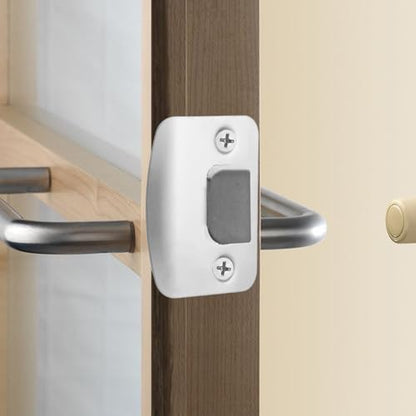 Standard Door Latch Strike Plate, Stainless Steel Door Latch Restorer with Spacer Shim, Universal Restorer Reinforcement Plate Security Lock Strike Replacement Repair Kits for Home Office
