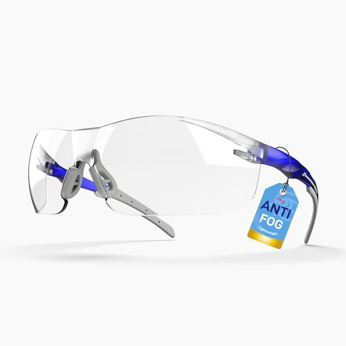 Classic Pickleball Safety Glasses – Fit-Enhanced ANSI Z87.1, Anti-Fog, UV & Impact Resistant Eyewear for Sports, Work & Shooting – No-Slip Grip, Blue - color: Blue/Grey, size: Classic Fit