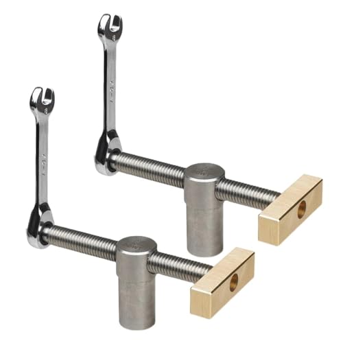 2 Pack Bench Dog Clamp 3/4 Inch Dog Hole Clamp Woodworking Adjustable Workbench Stop Stainless Steel Brass (19mm)