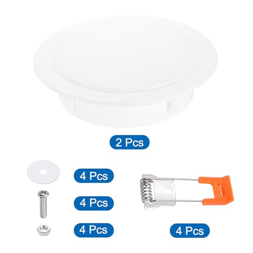 PATIKIL 8" Spring Ceiling Cover Plate, Recessed Light Trim Wall Mount Downlight Hole Cap Decorative Panel with Buckle Suitable for 6.1-7.5inch Round Hole Glass Ceiling Openings, White - size: 6.1-7.5"