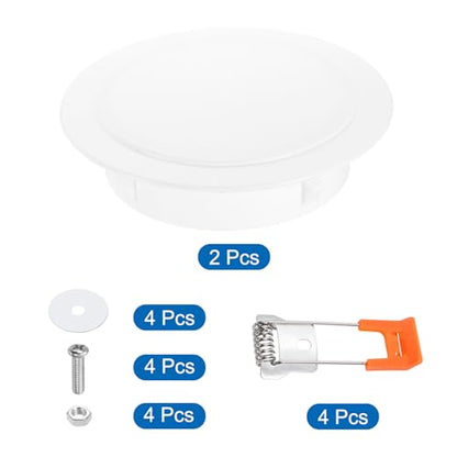 PATIKIL 8" Spring Ceiling Cover Plate, Recessed Light Trim Wall Mount Downlight Hole Cap Decorative Panel with Buckle Suitable for 6.1-7.5inch Round Hole Glass Ceiling Openings, White - size: 6.1-7.5"