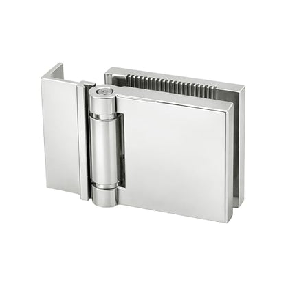 FHC L-Mount Universal Hinge, Aluminum Material, Polished Chrome Finish, for 1/4" Tempered Glass, Free-Swinging Single-Acting, Square Design Shower Door Hinge - color: Polished Chrome