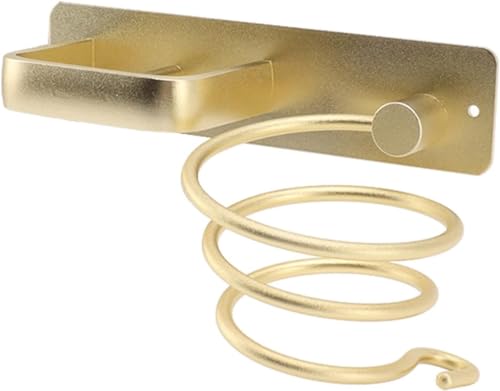 YUET Hair Dryer Holder Hairdryer Station Wall Mounted Shelf Bracket Straightener Stand Hanger Organizer Blow Storage w/Cable Tidy Rack for Dressing Table Bathroom Aluminum Professional, Gold Brass - color: Gold