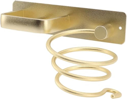YUET Hair Dryer Holder Hairdryer Station Wall Mounted Shelf Bracket Straightener Stand Hanger Organizer Blow Storage w/Cable Tidy Rack for Dressing Table Bathroom Aluminum Professional, Gold Brass - color: Gold