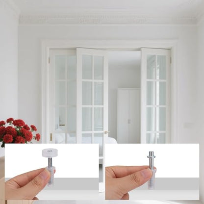 BOXOB 6 Pcs Bi-Fold Door Top Roller Guide Wheel and Top Pivot, Spring Loaded Bifold Closet Door Hardware Kit for Folding Pocket Doors Barn Doors & Sliding Cabinet Repair Replacement