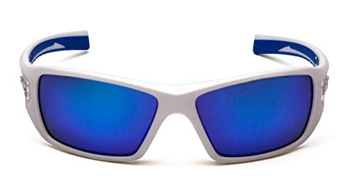 Pyramex Safety Velar Safety Glasses, White-Blue Frame/Ice Blue Mirror Lens Medium - color: White/Blue Frame / Ice Blue Mirror Lens