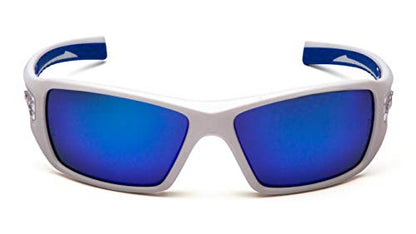 Pyramex Safety Velar Safety Glasses, White-Blue Frame/Ice Blue Mirror Lens Medium - color: White/Blue Frame / Ice Blue Mirror Lens
