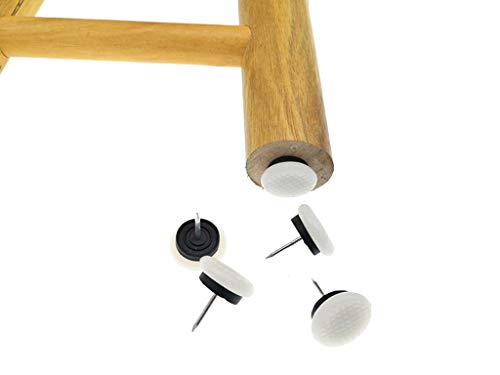 ALIMITOPIA 40pcs Furniture Chair Glide Nail-in Thickened Nylon Chair Slider Furniture Pad Floor Protector for Wooden Furniture Chair Tables Leg Feet(Φ24mm or 15/16";White) - size: 15/16" (White)