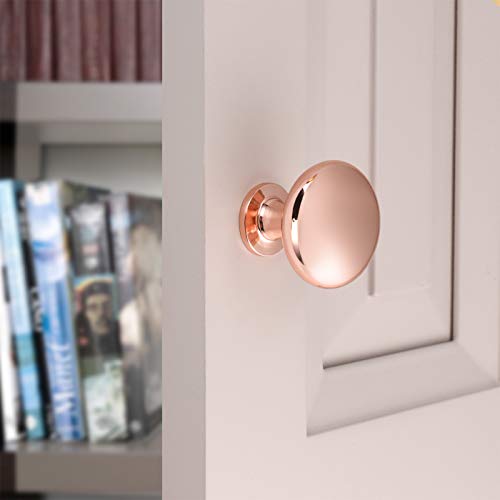 15 Pack Solid Kitchen Drawer Knob Rose Gold Cabinet Knob Polished Polished Drawer Hardware,Euro Style Dresser Knob Round Furniture Hardware,Diameter:1-1/5" - color: Rose Gold