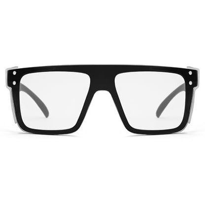 ANSI Z87 Safety Glasses, Photochromic UV400 Blue Light Blocking, Impact Resistant Work Glasses for Construction - color: Matte Black