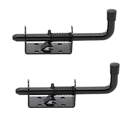 5 Inch Spring Loaded Latch Bolt, Heavy Duty Spring Loaded Latch Pin Door Lock,1/2" Pin Shed (2, Black)