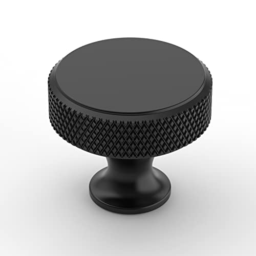 Amerdeco 10 Pack Matte Black Knurled Cabinet Knobs Kitchen Cabinet Handles for Drawer Dresser, Cupboard and Wardrobe ZH0036 - color: Matte Black