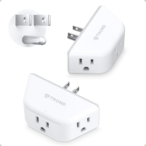 TROND Multi Plug Outlet Extender 2 Pack - Electrical Wall Splitter, 3 Way Angled Wall Outlet Adapter, Cruise Essentials, ETL Listed, Small Multiple Plug Expander for Bathroom Kitchen Office, White - color: White, size: 3AC-3 Prong Plug, 2 Pack