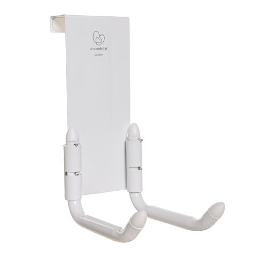 Dreambaby Strollerbuddy StrollAway Over The Door Stroller Hanger & Hook - No Drill - Heavy Duty Metal 50lb/22.5kg Capacity, Adjustable Arms - Stroller Hook for Hallway, Garage & Entryway Storage