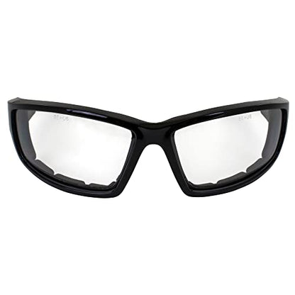Birdz Eyewear Swoop Anti-Fog Padded Motorcycle Sunglasses Riding Glasses 2 Pairs Black Frame with Clear & Smoke Lenses for Day & Night ANSI Z87 .1 (Clear/Smoke)