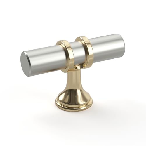 goldenwarm 5 Pack Brushed Nickel and Gold Cabinet Knobs Kitchen Cabinet Knobs Gold Drawer Pull Handles Brushed Nickel Drawer Hardware, Single Hole Handles - color: Brushed Nickel&Gold, size: 5 Pack