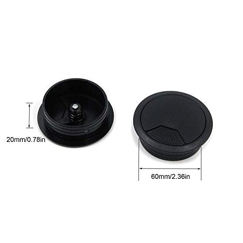 Quluxe Desk Grommet, 2-3/4 Inch Plastic Desk Cord Cable Hole Cover Grommet -Black (Pack of 20) - color: Plastic-black