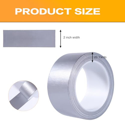 Silver Duct Tape Heavy Duty, Waterproof Strong Adhesive Duct Tape for Indoor Outdoor Repairs Packaging Arts Crafts Projects, Tear by Hand 2 Inch x 20 Yards - color: Silver