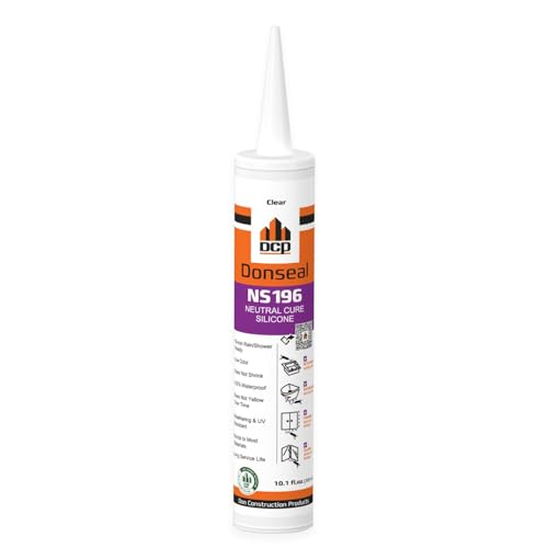 DCP Donseal NS196 Silicone Caulk Sealant 1 Pack – 100% Silicone Tube for Bathroom, Kitchen, Outdoor, Bathtub and Window Seal, 10.1 fl oz – Clear - style: 1-pack