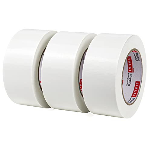 JIALAI HOME Duct Tape Heavy Duty - White Tape Duct 2 Inches x 30 Yards 3 Pack, 8.27 mil, Strong, Flexible, No Residue, All-Weather and Tear by Hand - for Repairs, Industrial, Professional Use - color: White