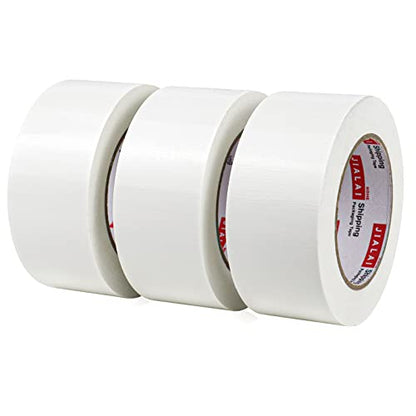 JIALAI HOME Duct Tape Heavy Duty - White Tape Duct 2 Inches x 30 Yards 3 Pack, 8.27 mil, Strong, Flexible, No Residue, All-Weather and Tear by Hand - for Repairs, Industrial, Professional Use - color: White