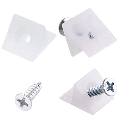 Canomo 100 Packs Fixing Mending Wedges 90 Degree Drawer Plastic Angle Code Bracket for Furniture Chest Drawer Bottom Repair with Screws, 14.5x13.5x9.5mm - size: 14.5x13.5x9.5mm