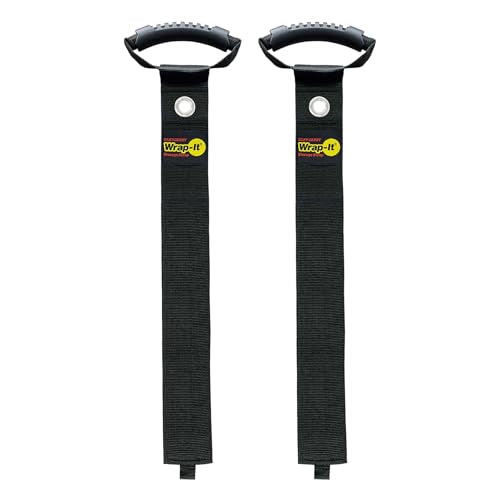 Easy-Carry Wrap-It Storage Straps - 48” (2-Pack) Black with Grommet - Garden Hose Caddy and Cord Wrap for Indoor and Outdoor Cable Organizing - color: Black, size: 48" (2 Pack) with Grommet