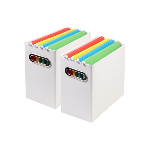 Collapsible File Organizer Box with Handle,12.20x5.11x9.84Inches, Filing Organizer for Home or Office, Small Portable File Box(2 Packs, White) - color: White, style: 2 Packs