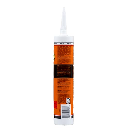 Gorilla Ultimate Sealant Kitchen & Bath Caulk, Paintable & Waterproof, 9 oz Cartridge, White