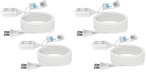 TiFFCOFiO Indoor Extension Cord, 2 Prong 6 Feet Extension Cord, 3 Polarized Outlets with Safety Slide Windows,13A/1625W, 16 AWG, 4 Packs - size: 4 Packs