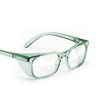 Stoggles Rectangle Z87.1 Certified Safety Glasses, Blue-Light, UV Blocking Lens, Top & Side Shield, Anti-Fog, Stylish Eyewear - color: Moss, size: Medium Standard Fit