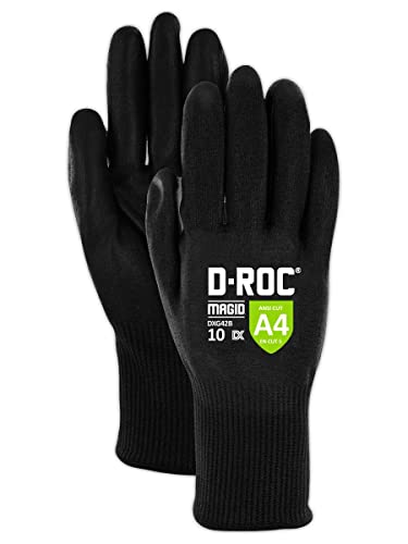 MAGID D-ROC DX Technology ANSI A4 Polyurethane Palm Work Glove, 144 Pairs, Size 7/Small (DXG42) - color: Black, size: 7/Small, style: 144 Pair