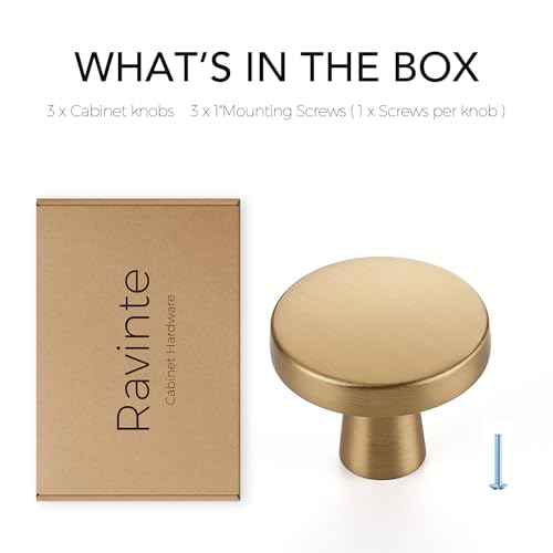 Ravinte 3 Pack 1-1/4 inch Kitchen Cabinet Knobs Champagne Bronze Dresser Zinc Pulls Door Drawer Handles for Dresser Drawers - color: Champagne Bronze