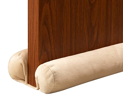 Twin Door Darft Stopper Weather Stripping Bottom of Door Seal Dust and Noise Blocker Gap 1.5 Inch Door Sweep Guard Insulation Adjustable 32-36 Inch (Cream White) - color: Cream White (1 Pack), size: 36"