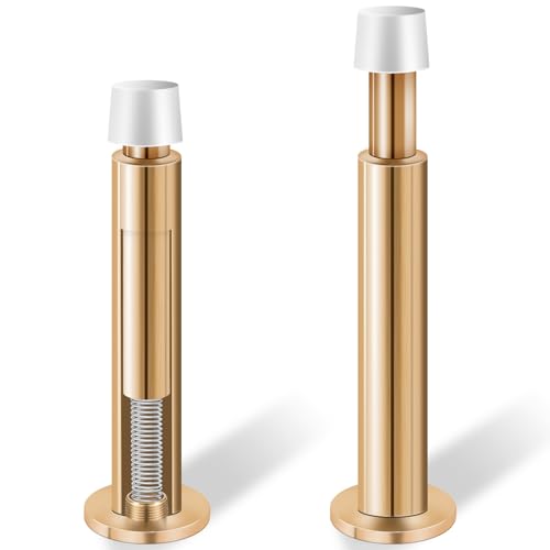 KOLAKO Door Stopper, Spring Door Stops with White Rubber Bumper, 4.4 Inch Doorstop Wall Protector Solid Door Stoppers for Bottom of Doors, 2 Pack, Rose Gold - color: Gold, size: 4.4 Inch - 2 Pack